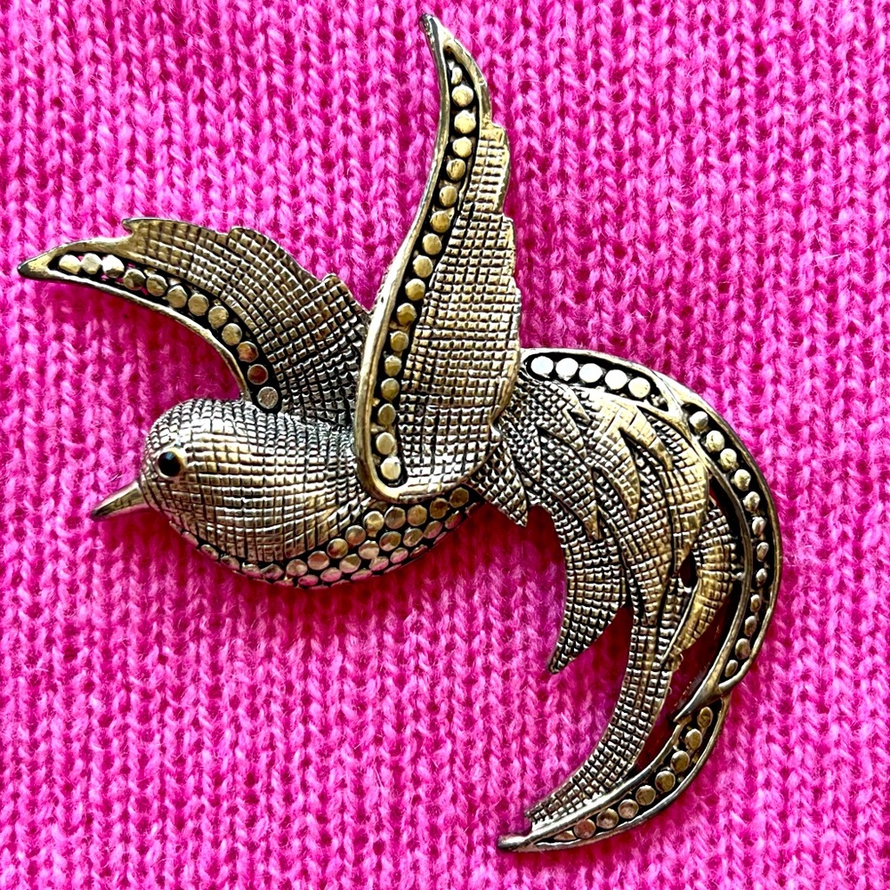 Vintage Silver Plate Dove Brooch